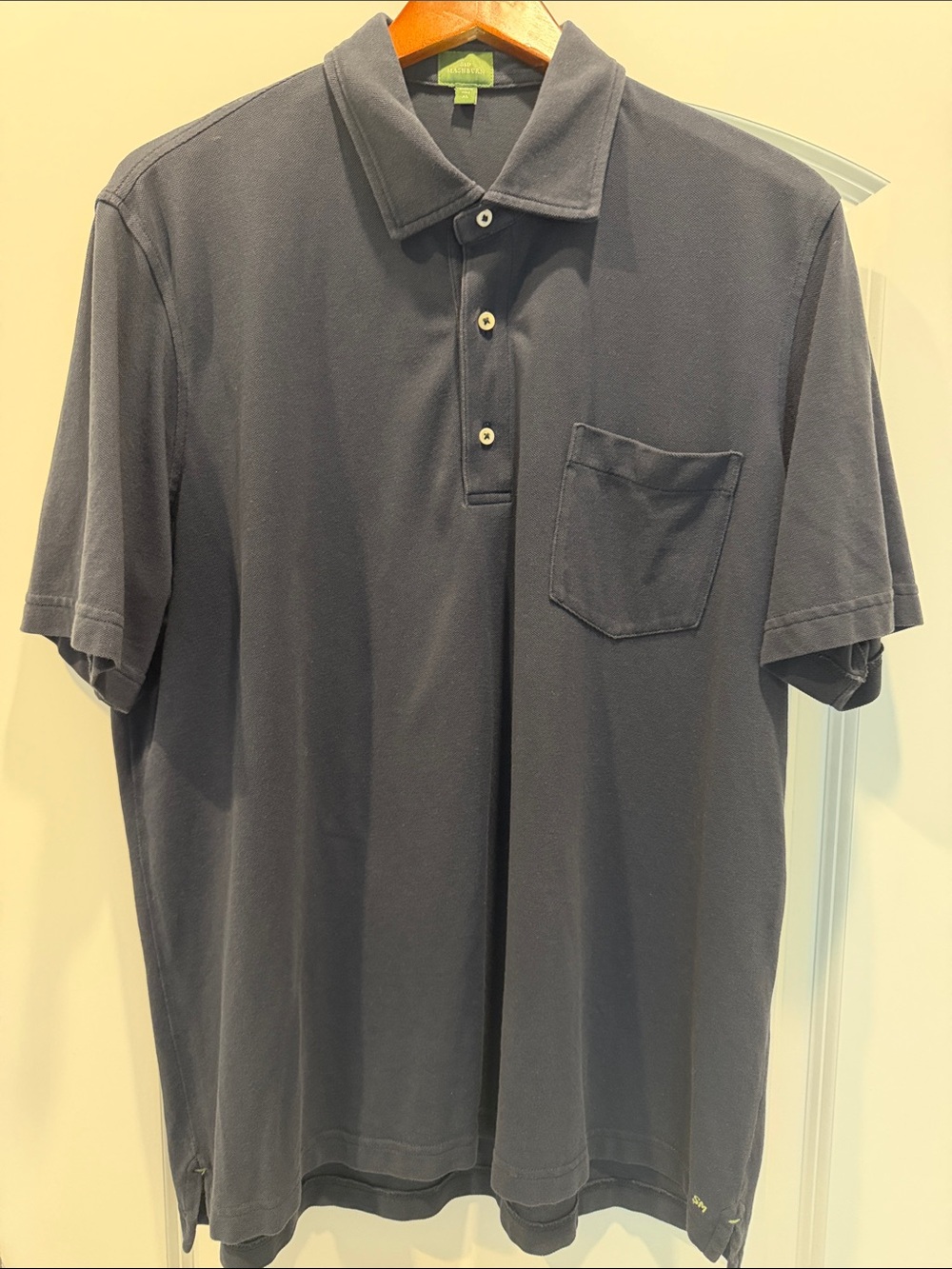 Sid Mashburn Navy Short-Sleeve Polo with Chest Pocket